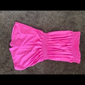 Bright pink romper cover-up